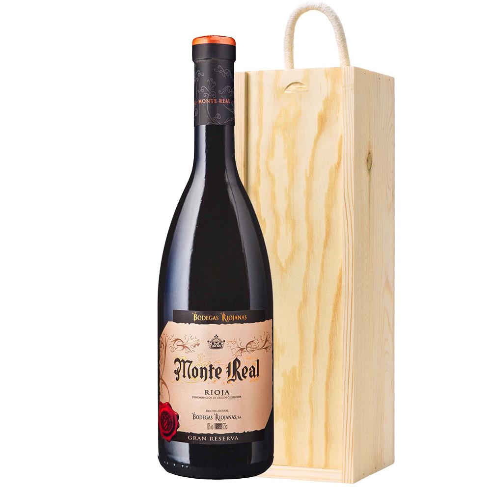 Monte Real Tinto Gran Reserva in Wooden Sliding lid Gift Box